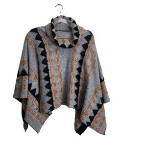 Young Threads Aztec Southwest Cowl Neck Poncho Size S